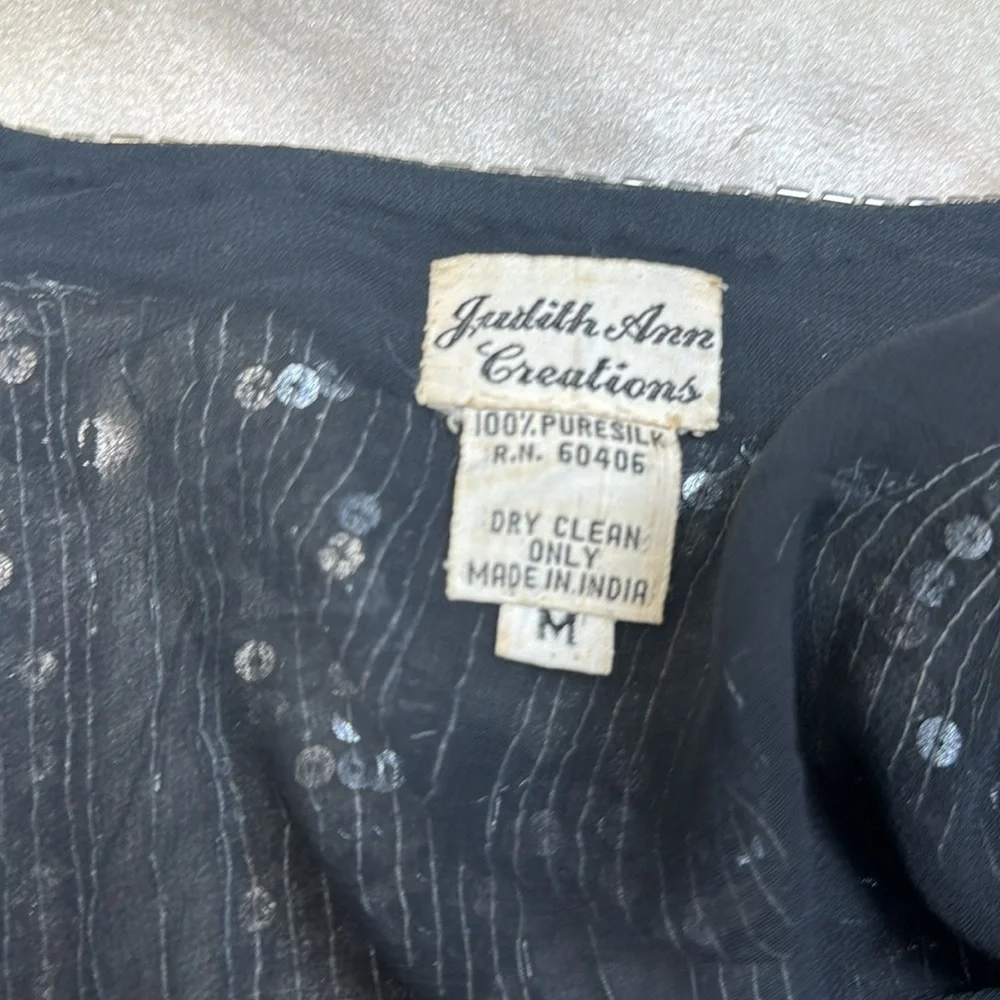 Judith Ann Creations 100% Pure Silk Sequin Beaded Blazer Medium Vintage - Picture 9 of 9